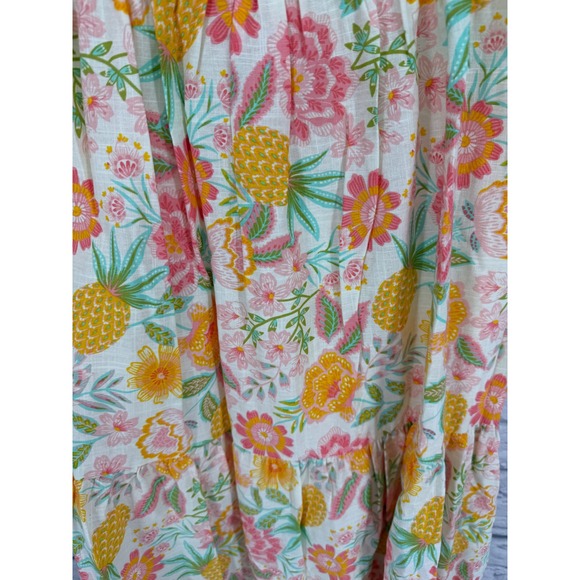Rachel Zoe Floral Pineapple Smocked Embroidered Tiered Maxi Dress Womens Size 4 - Picture 4 of 14